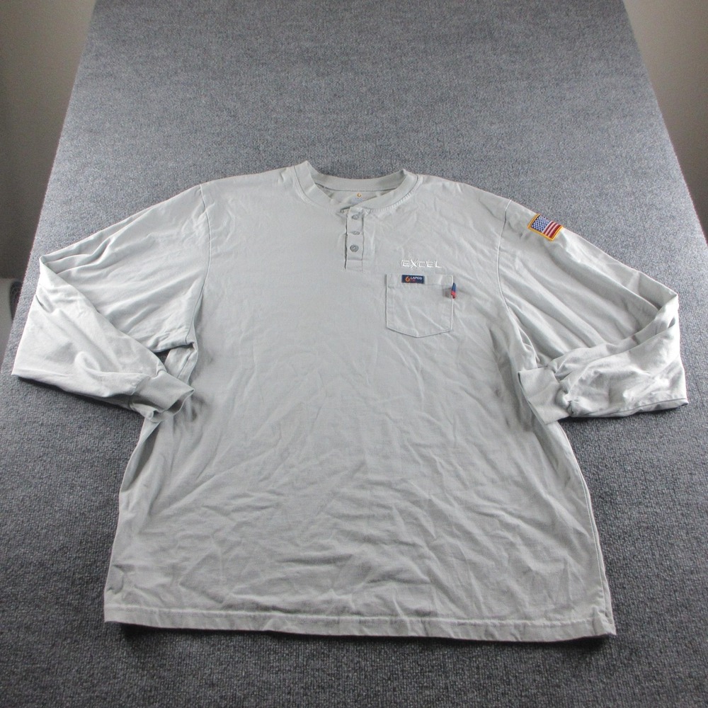 LAPCO‎ FR Shirt Mens 4XL Gray Flame Resistant Long Sleeve Henley Workwear Tee